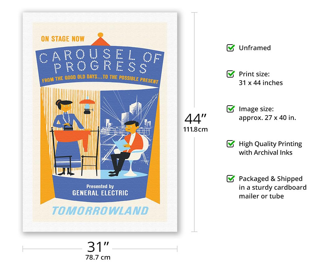 Disneyland - Tomorrowlands Carousel Of Progress - Vintage Advertising Poster C.1967 - Fine Art Rolled Canvas Print 27In X 40In