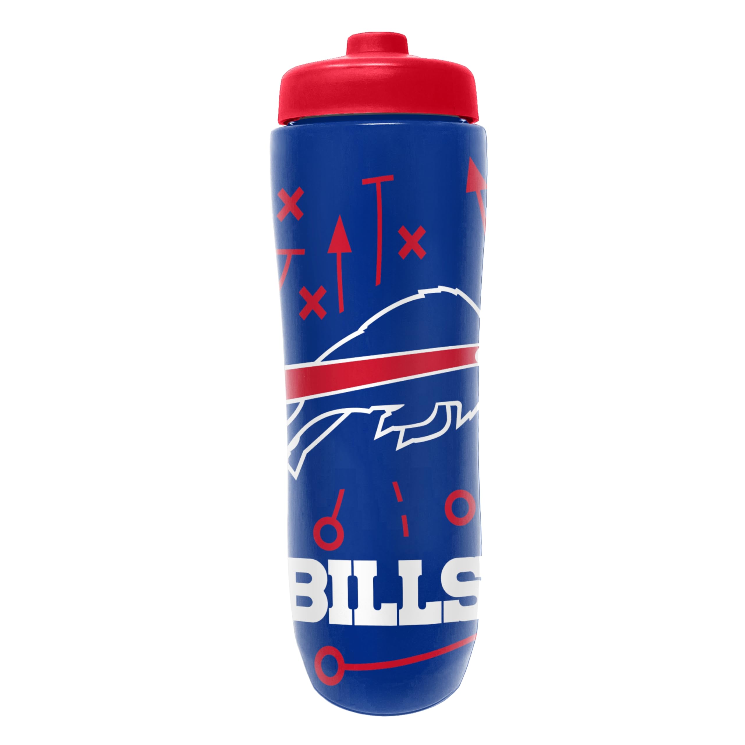 Party Animal NFL Football Squeeze Bottle, 32 oz BPA-Free Sports Water Bottle with Quick Flow for Kids & Adults, Buffalo Bills