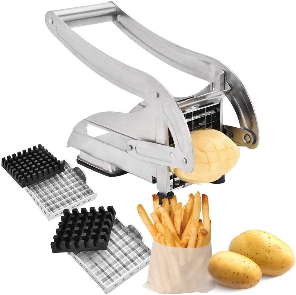 French Fry Cutter Potato Slicer, Stainless Steel French Fries Slicer Potato Chipper Chip Cutter Chopper Maker Vegetable And Pota