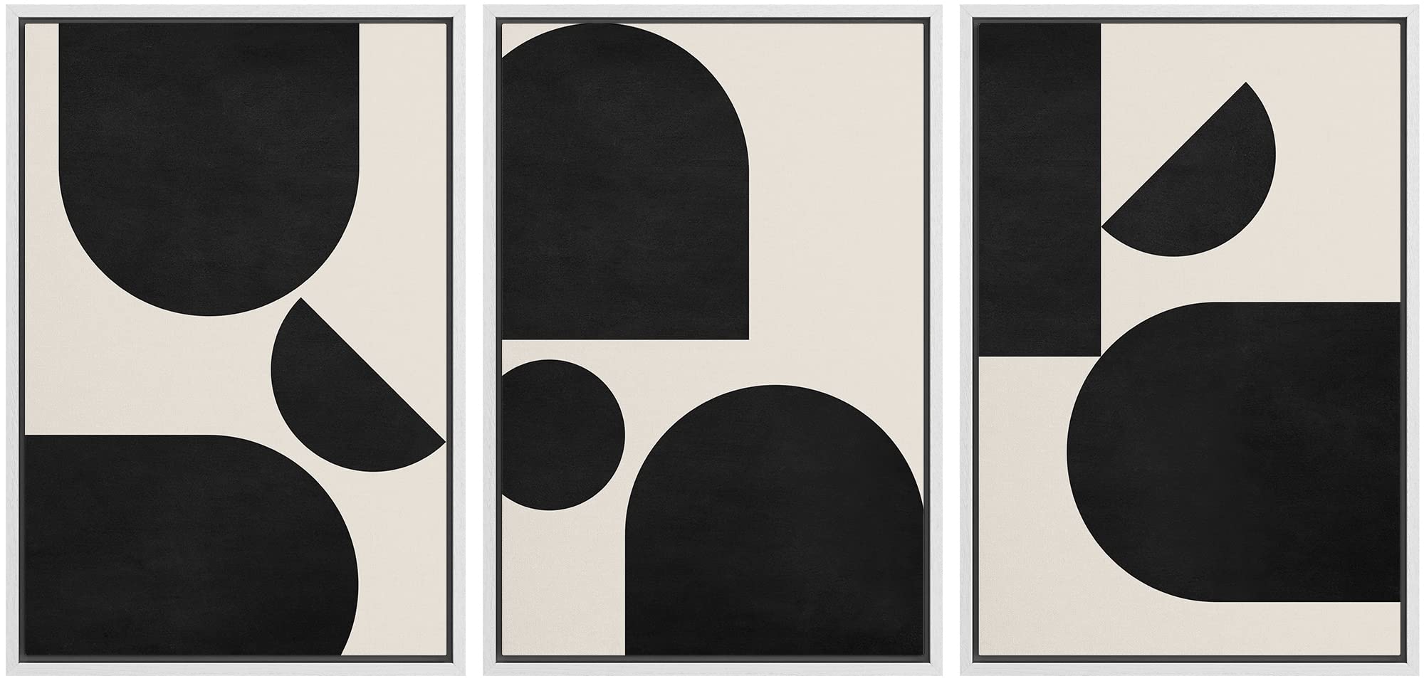 Signford Framed Canvas Print Wall Art Set Geometric Semi Circle Arch Polygons Abstract Shapes Illustrations Modern Art Bohemian