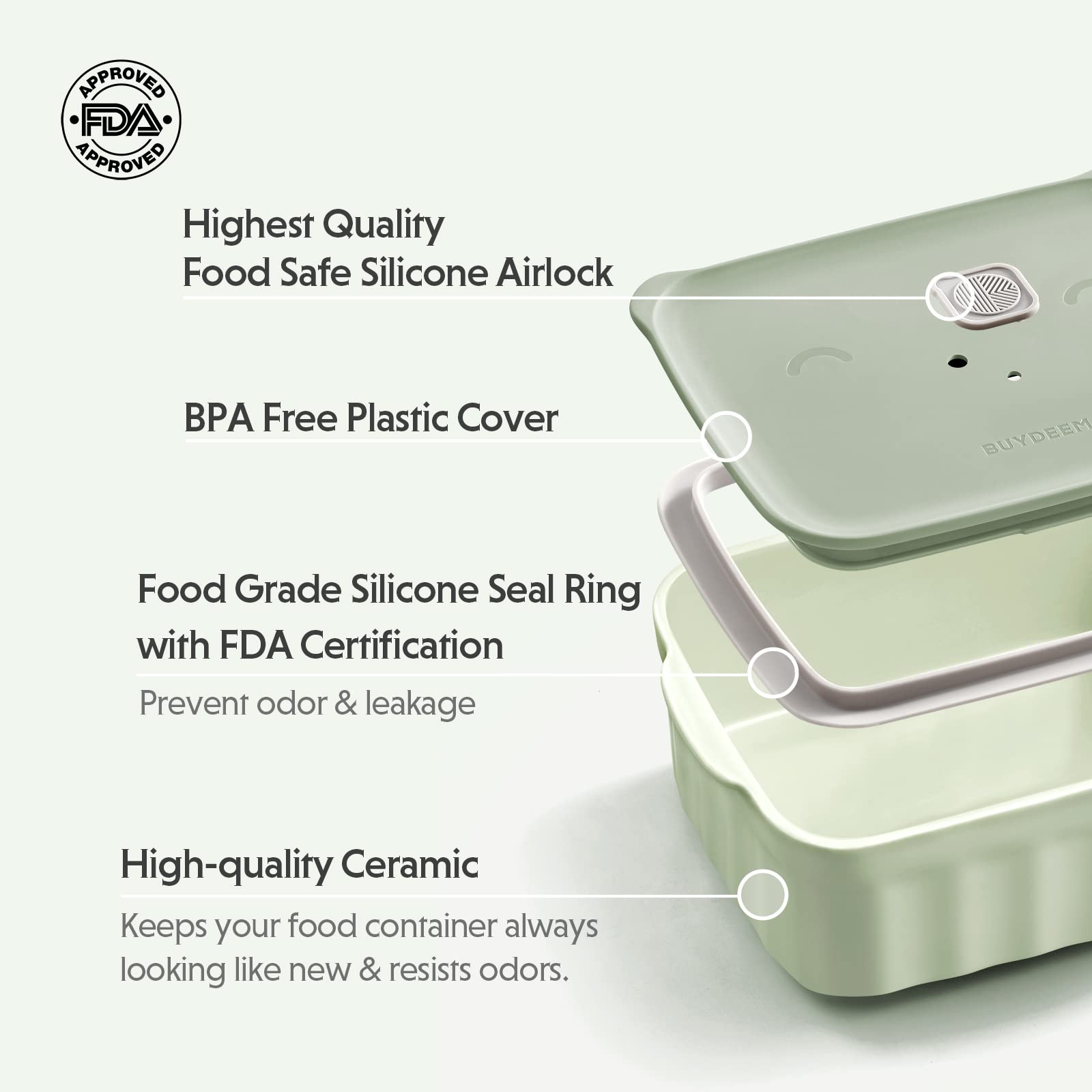 Buydeem Ceramic Food Storage Container With Airtight Lid, 28 Oz Bento Lunch With Airlock Lid, Stackable Bento Box Microwaveable,