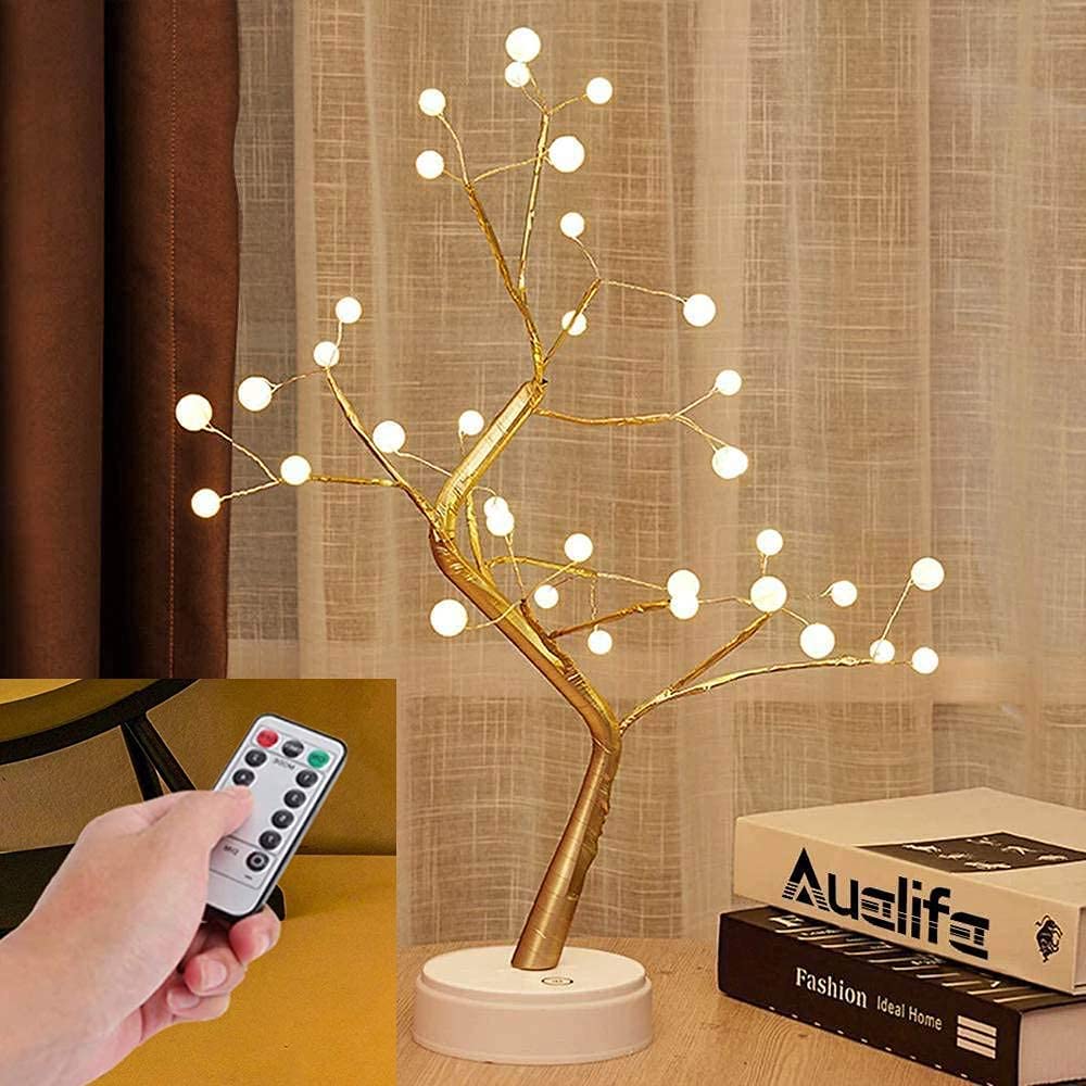 CORAL TREE 20Inch Decorative Bonsai LED Lights Table Lamp for Diwali Christmas Wedding for Living Room Indoor Copper Wire  Remo