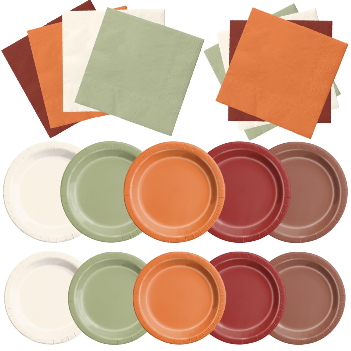 CMUSKO Fall Wedding Decorations - 60Pcs Sage Green Orange Plates & Napkins Set Autumn Thanksgiving Fall In love Bridal Shower Ta