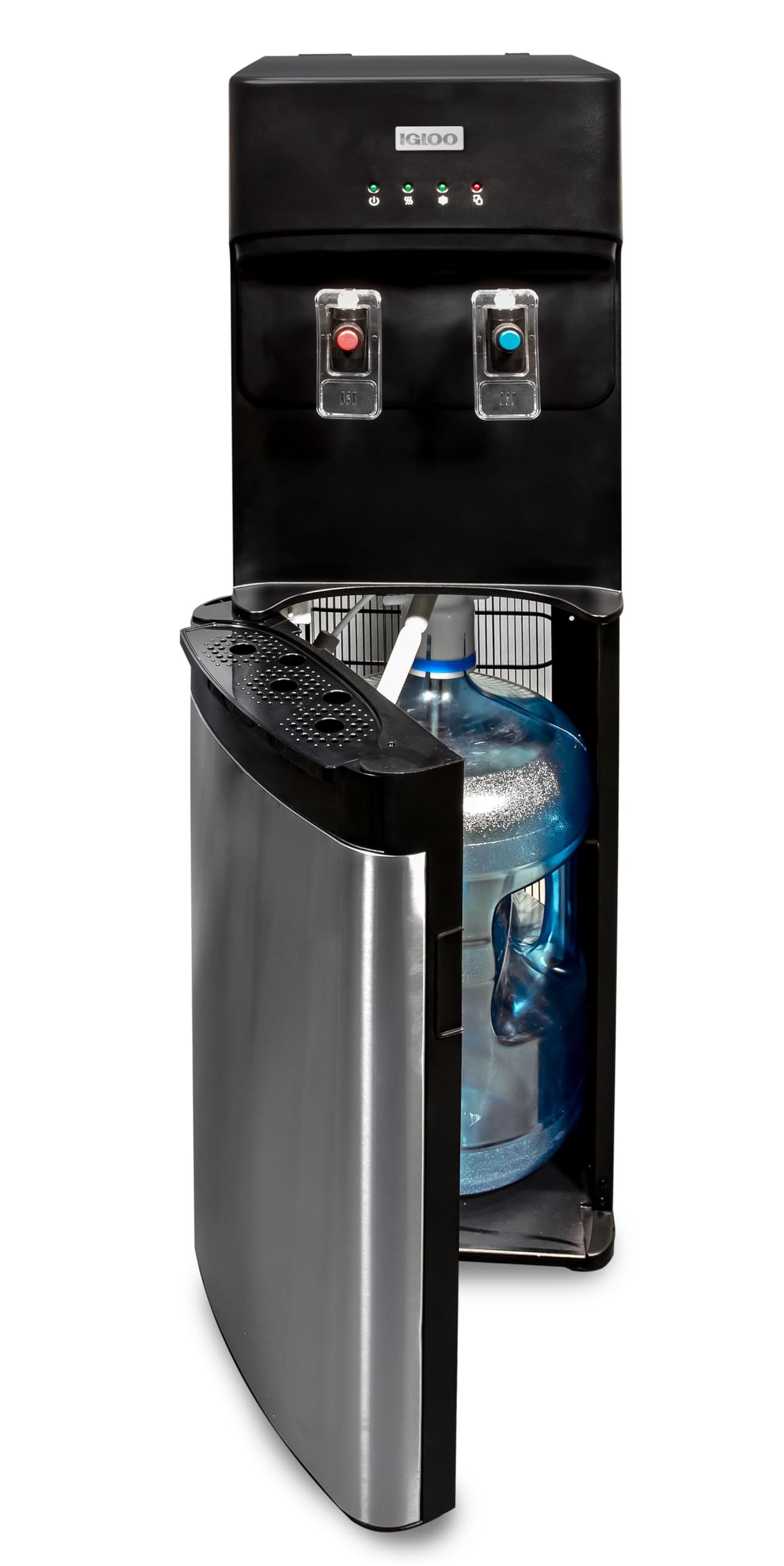 Igloo Hot And Cold Water Cooler Dispenser - Holds 3 & 5 Gallon Bottles, 2 Temperature Spouts With Dispensing Paddles, No Lift Bo