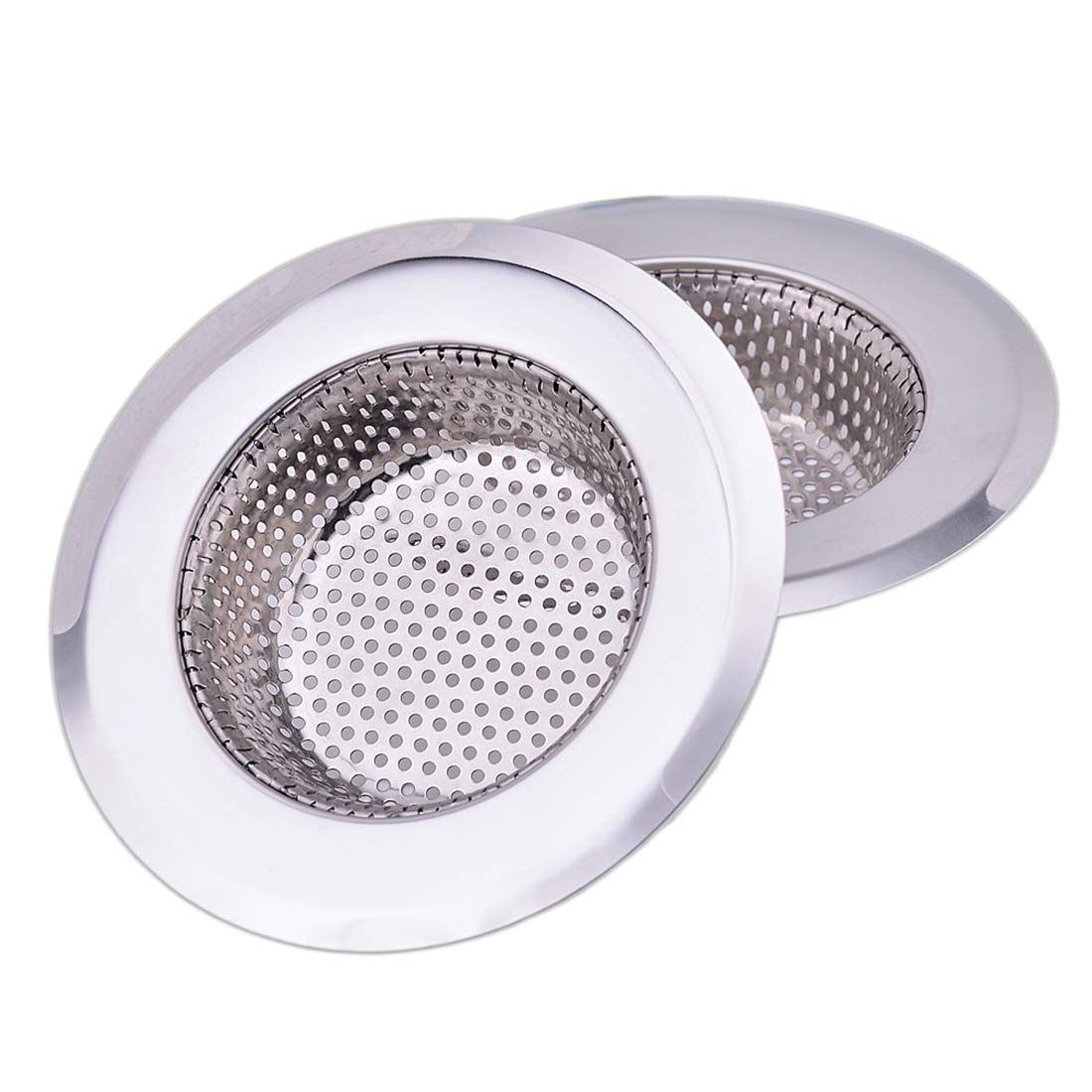 Cornerjoy 4.5 Inch Diameter Rim Heavy Duty Stainless Steel Kitchen Sink Basket Strainer, Large (Pack Of 2)