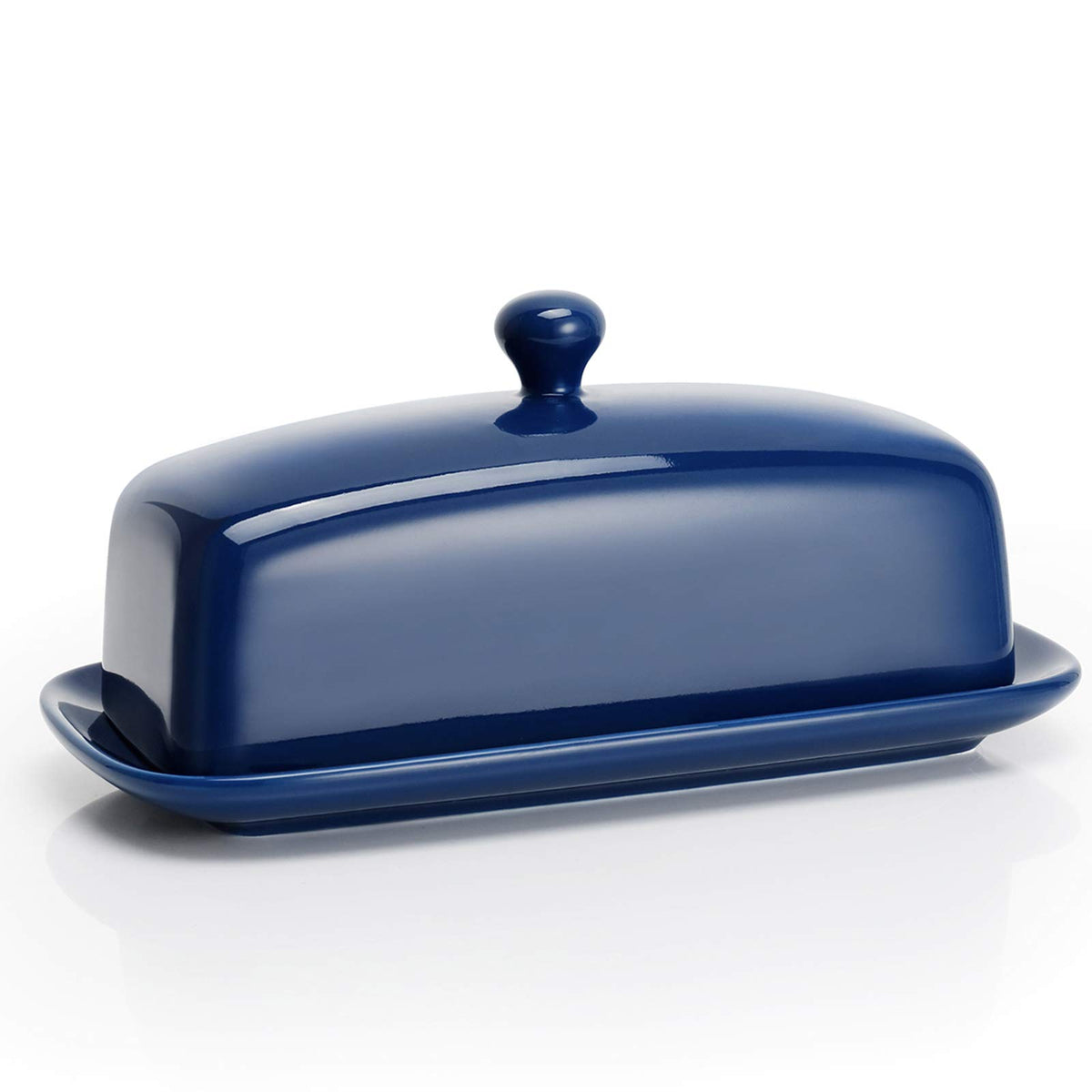 Sweese Butter Dish With Lid, Porcelain Butter Keeper, 7.8 Inch Butter Holder With Handle Cover, Butter Container Perfect For Eas