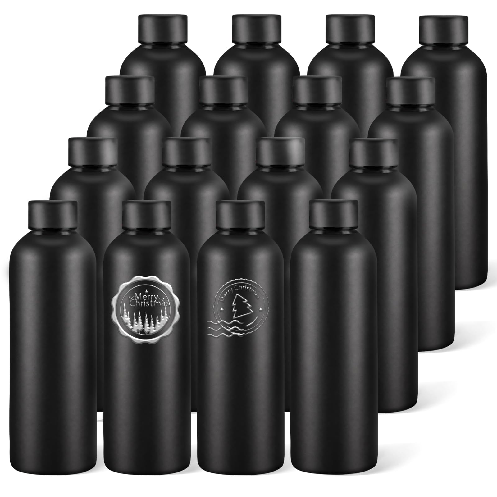 WHEATHUSK 16 Pack Stainless Steel Insulated Water Bottle 17oz Blank Double Wall Vacuum Thermal Sports Bottle Personalized Powder