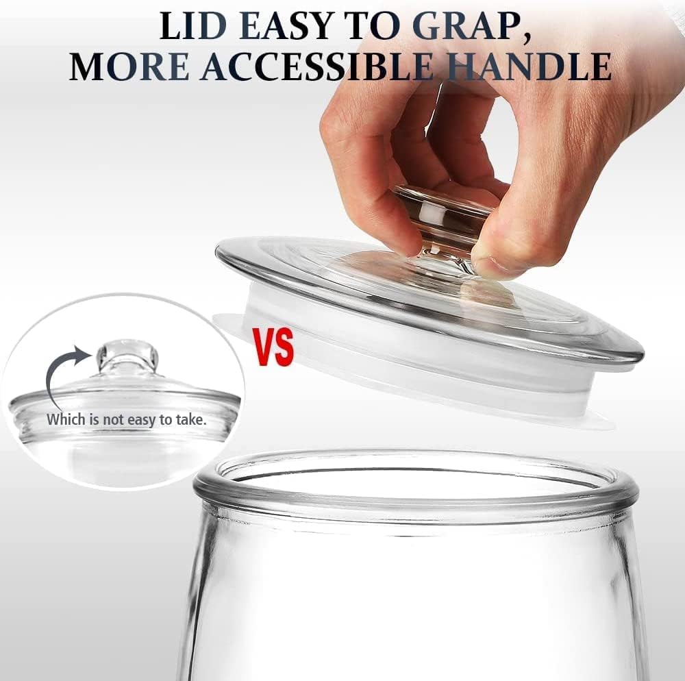 Folinstall Wide Mouth Apothecary Jar With Lid, 0.5 Gallon Glass Jar For Kitchen Storage And Laundry Room Organization, 72 Oz Cle