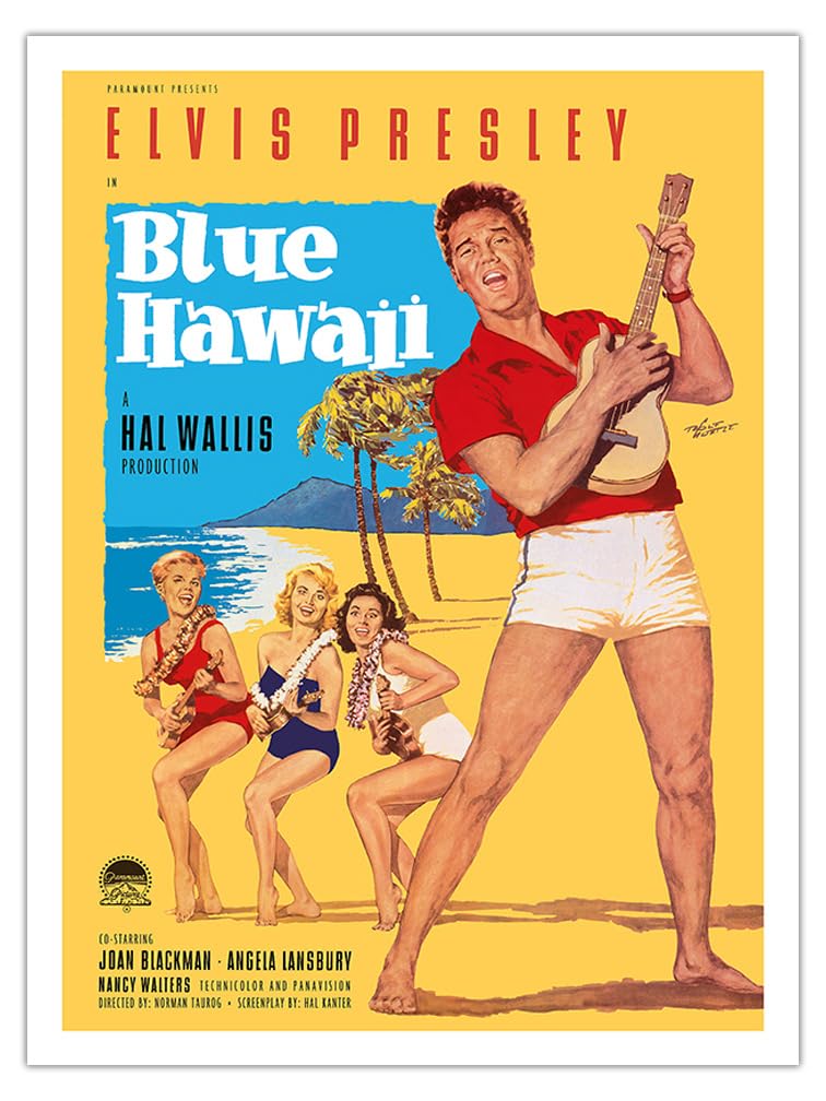 Elvis Presley In Blue Hawaii - Vintage Film Movie Poster By Rolf Goetze C.1961 - Bamboo Fine Art 290Gsm Paper (Unframed) 12X16In