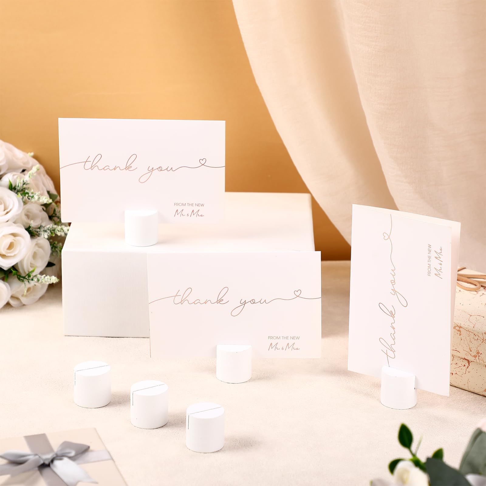 Affrolling 24 Pcs Wood Table Number Holders Wedding Wooden Place Card Holder Bulk Mini Cylinder Table Top Stand for Paper Photo