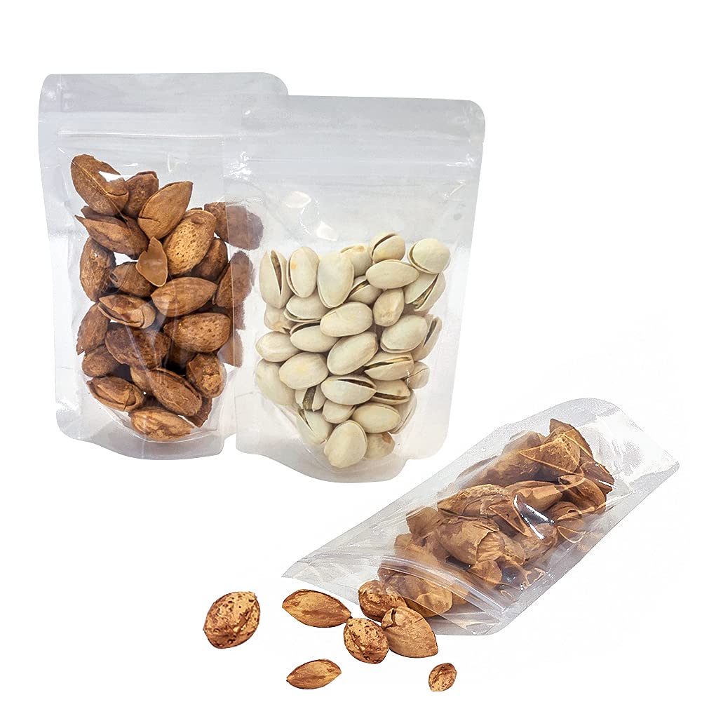 100 Pack Smell Proof Mylar Bags, Resealable Stand Up Food Storage Bags Clear Reusable Self Seal Zipper Lock Mylar Bags For Food,