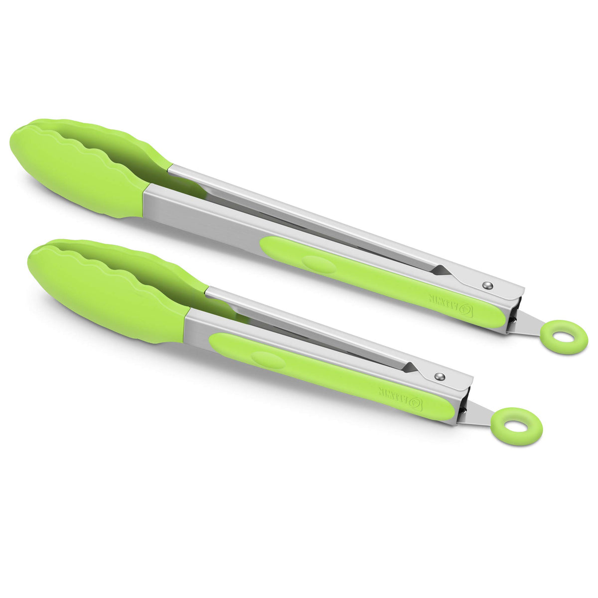 Premium Silicone Set Of 2 Cooking Tongs, 9-Inch & 12-Inch Bpa Free Non-Stick Stainless Steel Bbq Grilling Locking Food Tong, Lig