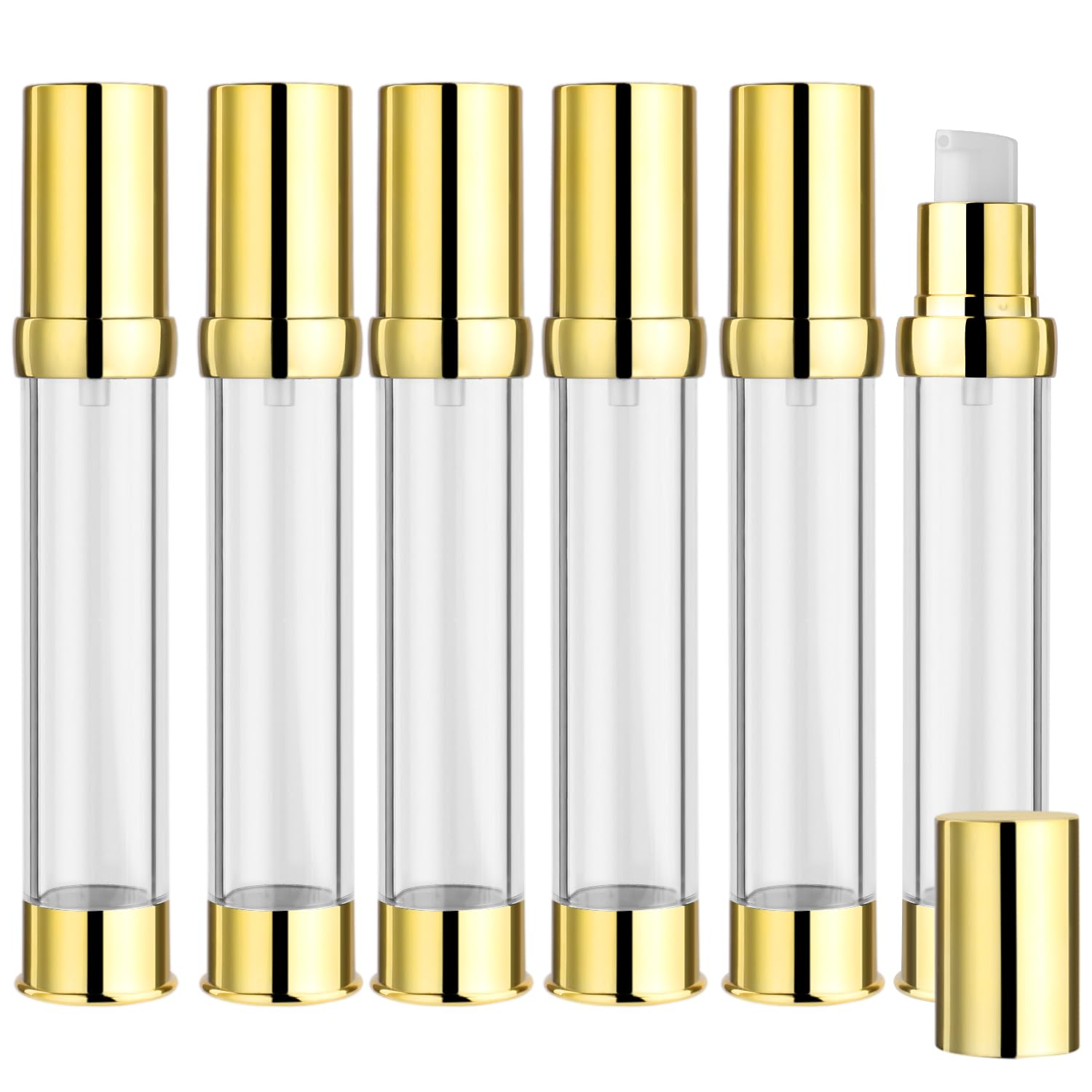 6 Pcs 30Ml/1Oz Vacuum Bottle Airless Pump Dispenser Refillable Travel Size Makeup Containers For Cosmetic Lotion Cream Moisturiz