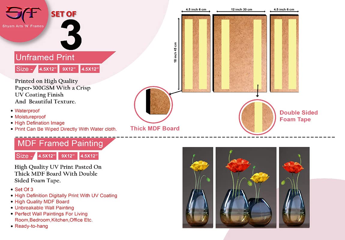 Saf Paintings 6 Mm Mdf Uv Textured Multi Effect Floral Paintings Frame (Color1)