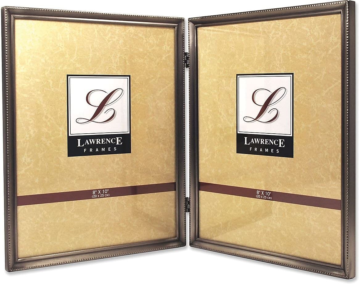 Lawrence Frames Bead Border Design, 8x10 Double, Pewter