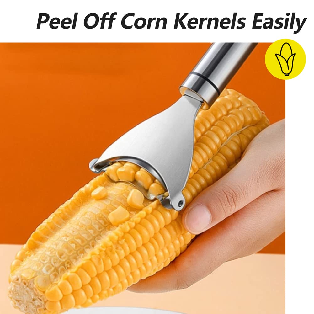 Abnaok Stainless Steel Corn Peeler, Magic Corn Cob Stripper Tool,Premium Stainless Steel Corn Thresher With Ergonomic Handle,Cor