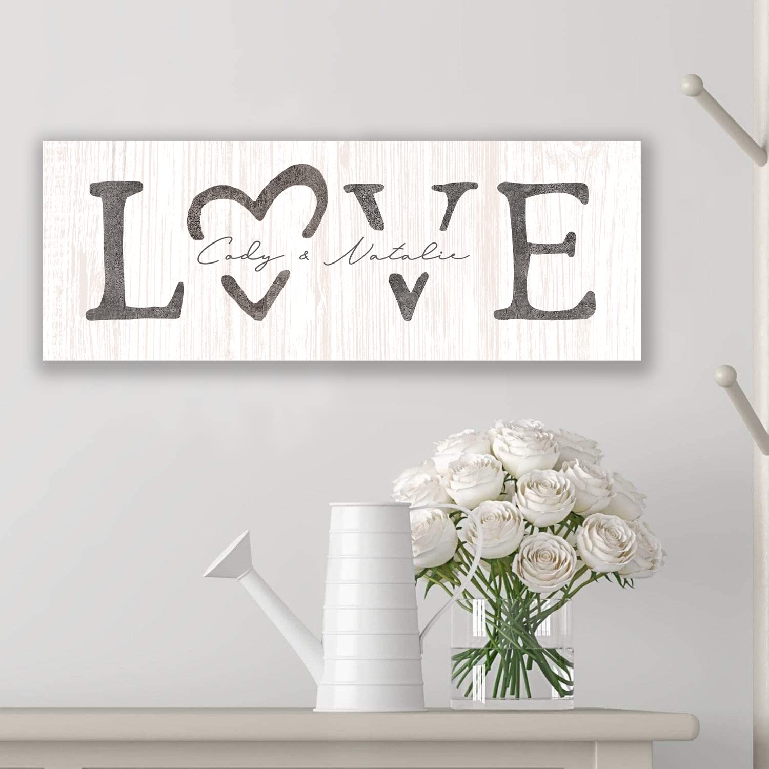 Personal-Prints Love Customized Couples Art - Personalized Romantic Canvas Art Gift With Your Names | Custom For Valentines Day