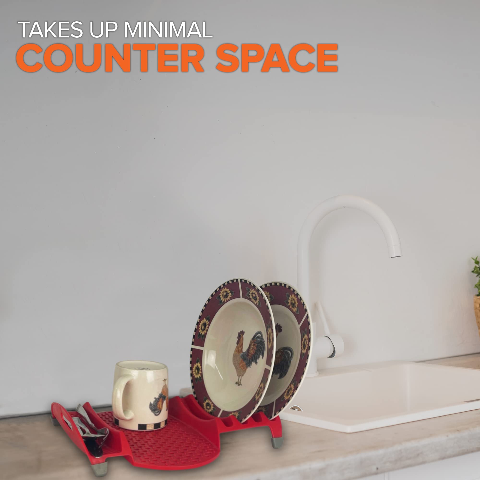 Exultimate Dish Drying Rack Sink Small Kitchen Space Saving Compact Drainboard Rust Proof Countertop