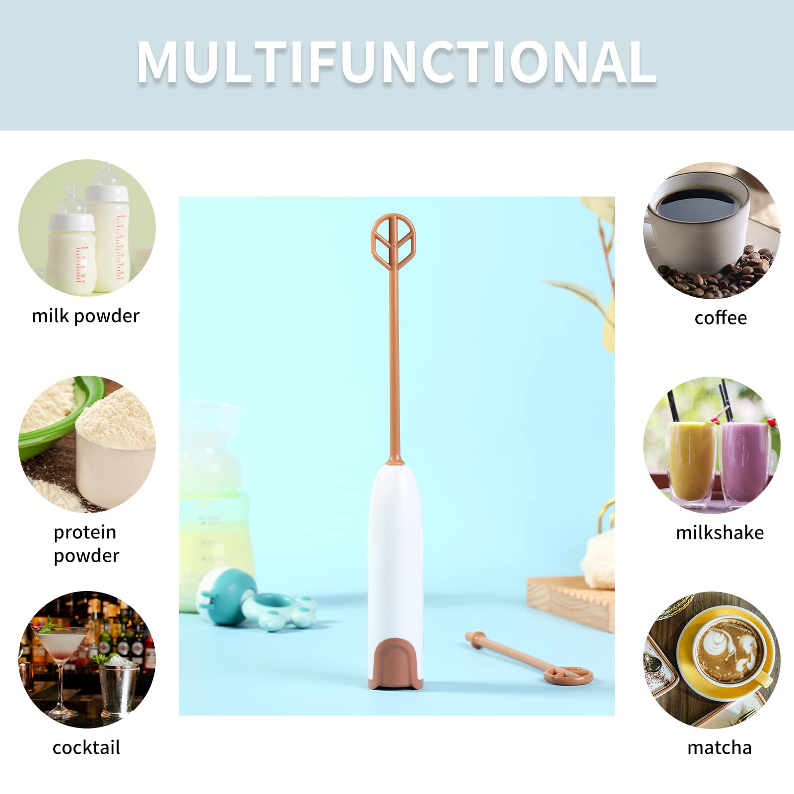 Doobaann Handheld Electric Baby Formula Mixer,Handheld Drink Mixer (White)