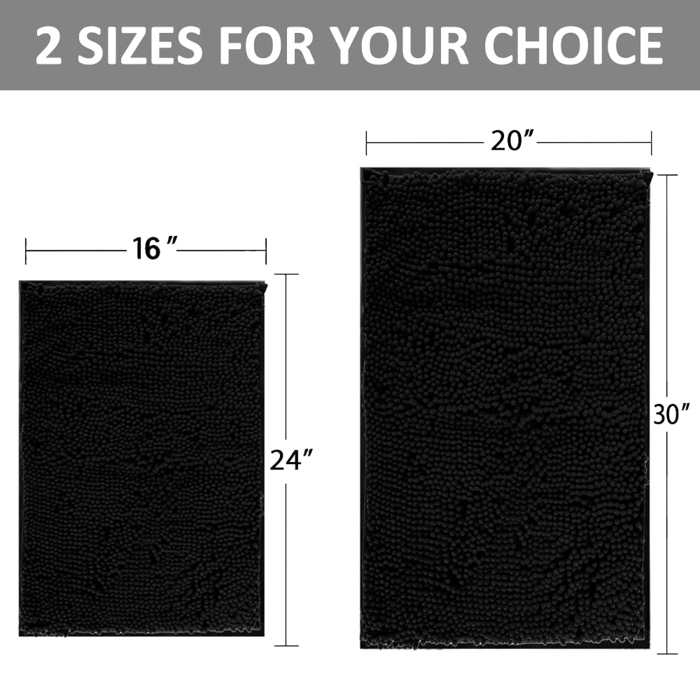 Bathroom Rugs Set 2 Piece Thick Chenille Bath Mats,Soft Quick Dry Bathroom Mats Plush Absorbent Bath Rugs With Non-Slip Pvc Back