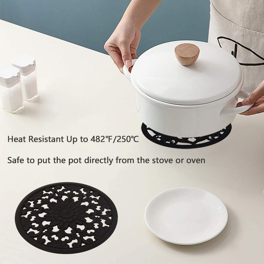 Set Of 3 Silicone Trivet Mats, Multi-Use Intricately Carved Hot Pot Trivets For Hot Dishes, Kitchen Mats, Table Mats, Flexible D