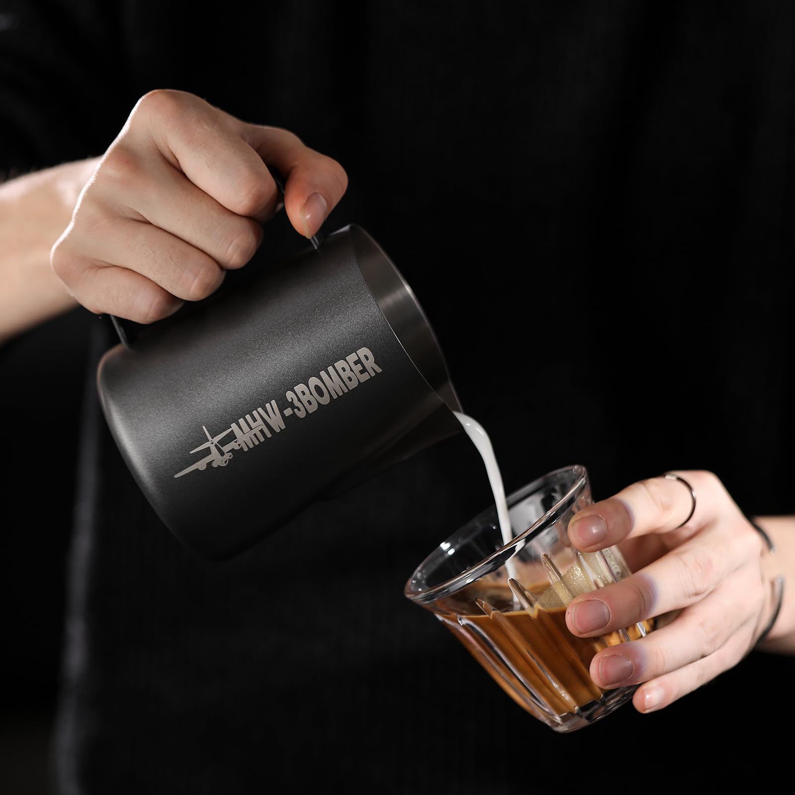 Mhw-3Bomber Milk Frothing Pitcher, 16Oz/450Ml Milk Frother Cup For Barista, Sus304 Stainless Steel Espresso Steaming Pitchers Fo