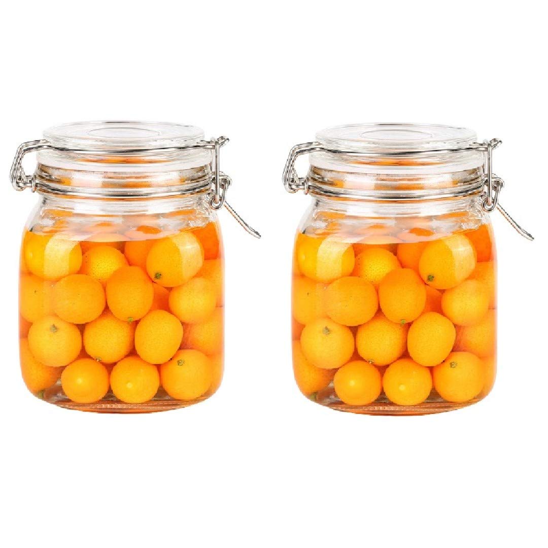 Olwick 2 Pcs Airtight Glass Jar With Lids Food Storage Jar Storage Container With Clear Preserving Seal Wire Clip Fastening For
