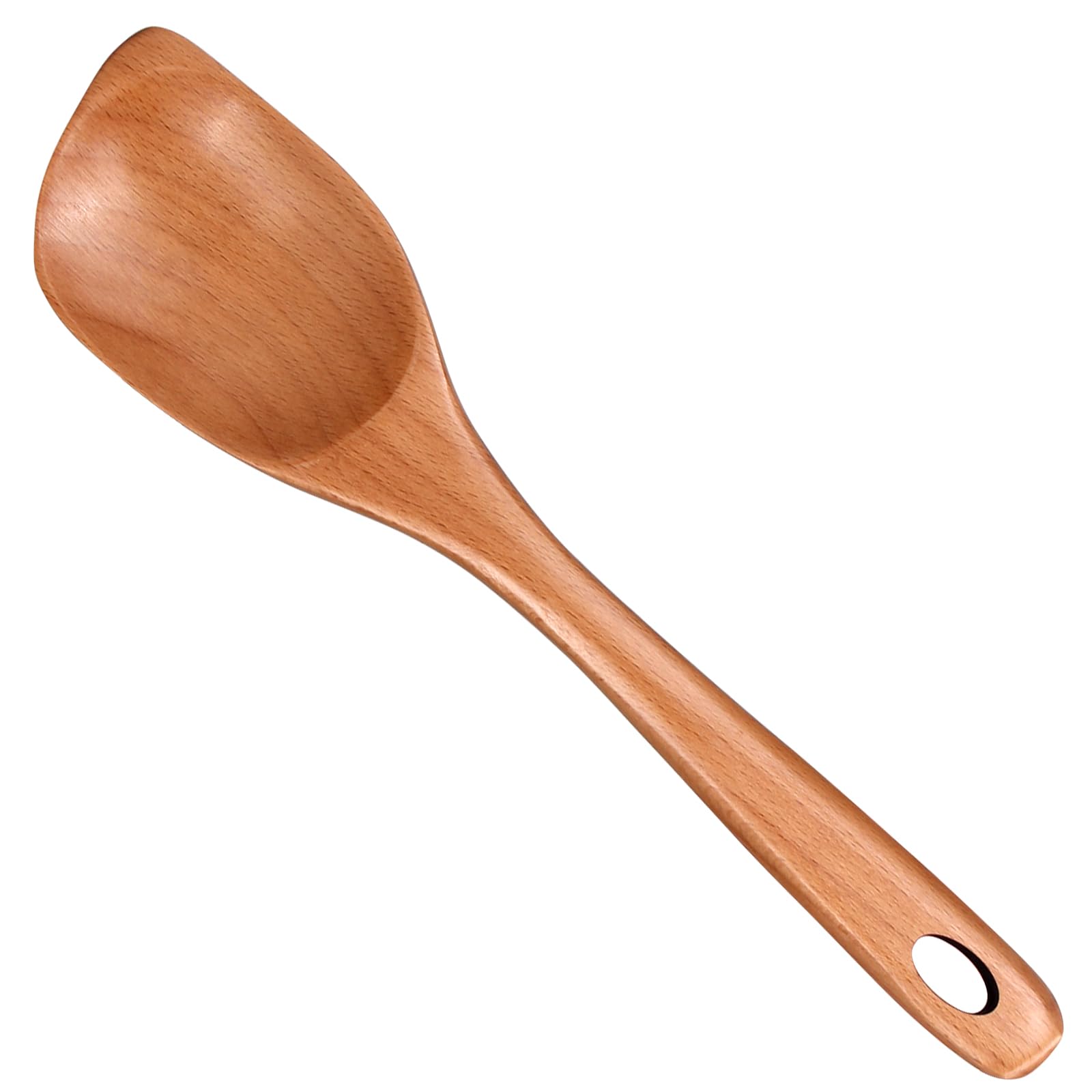 Large Wooden Cooking Spoon Mixing Serving Spoon Best Oak Wood Spoons For Cooking Spatula Non Stick Kitchen Utensil 12.5 Inch Lon