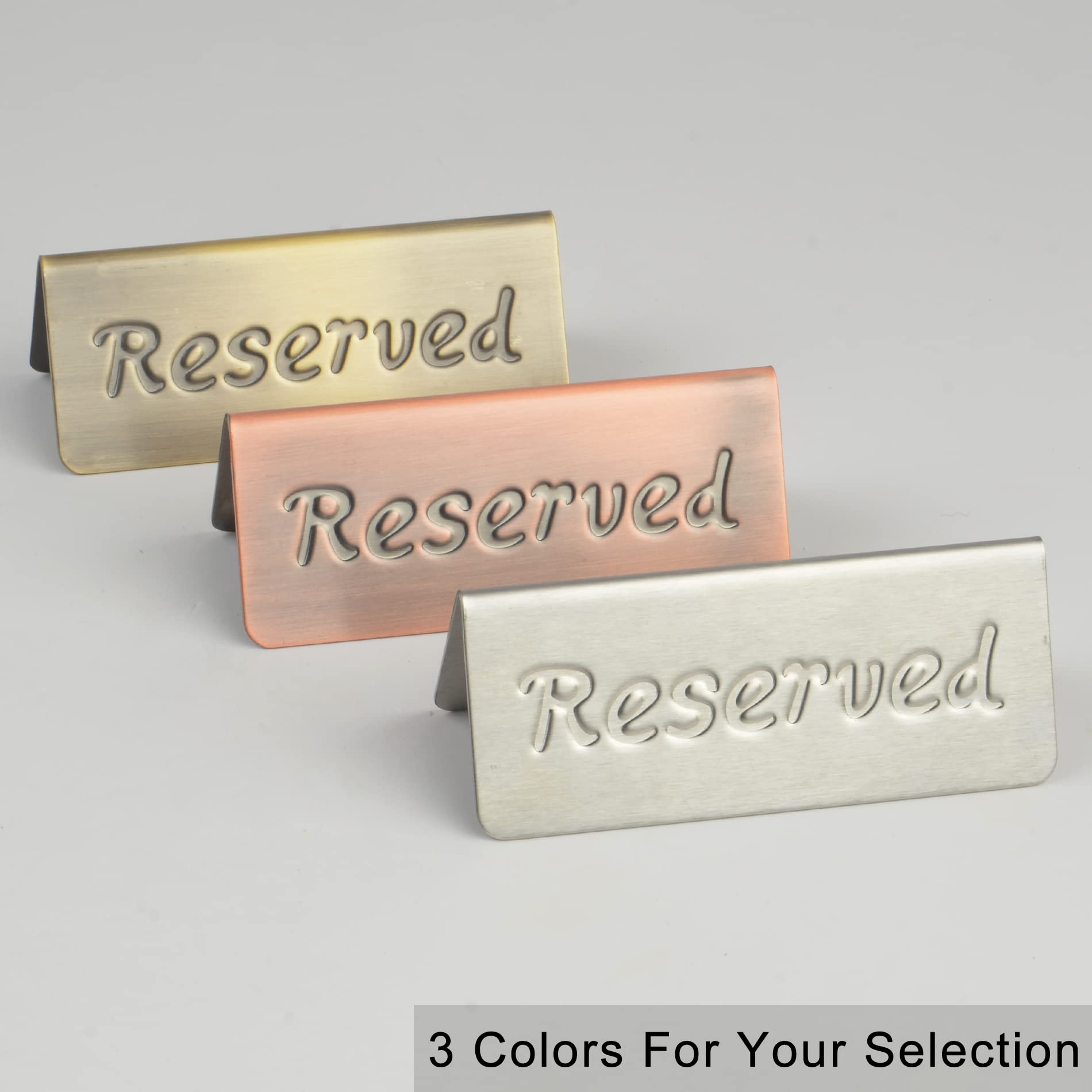 2 Pack Small Reserved Table Signs For Restaurants,Dinner Parties,Banquets,Events - Stainless Steel Table Tent Place Signs - 10 Y