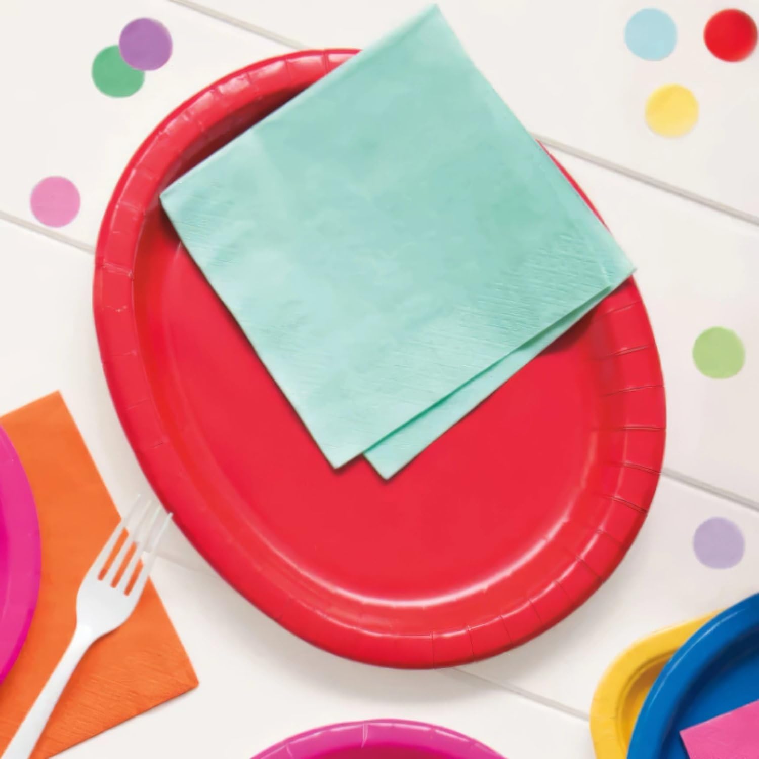 Unique Party Ruby Red Oval Plates - Pack of 8 - 12" Durable Tableware for Holidays and Events