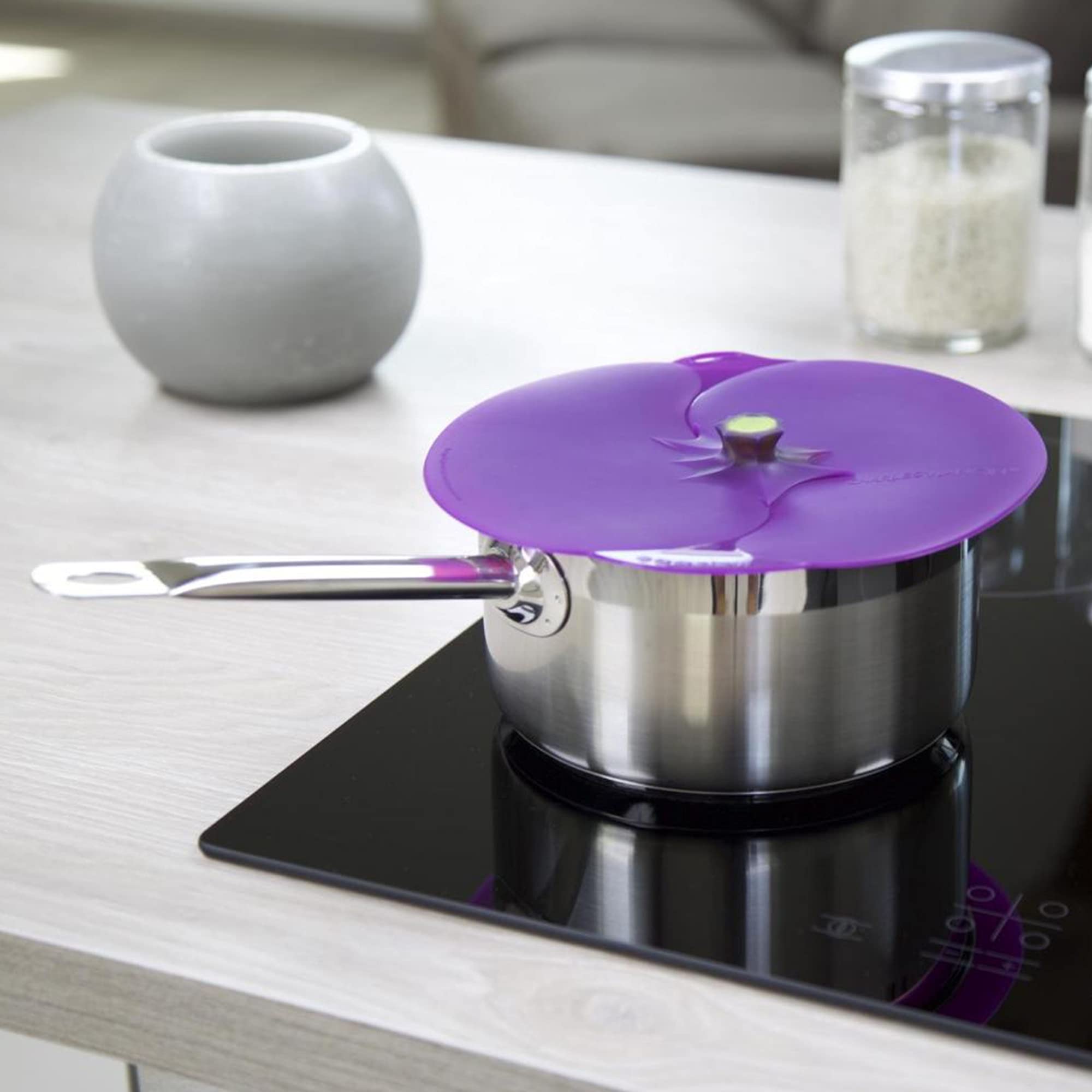 Charles Viancin - Eggplant Silicone Lid For Food Storage And Cooking - 8''/20Cm - Airtight Seal On Any Smooth Rim Surface - Bpa-