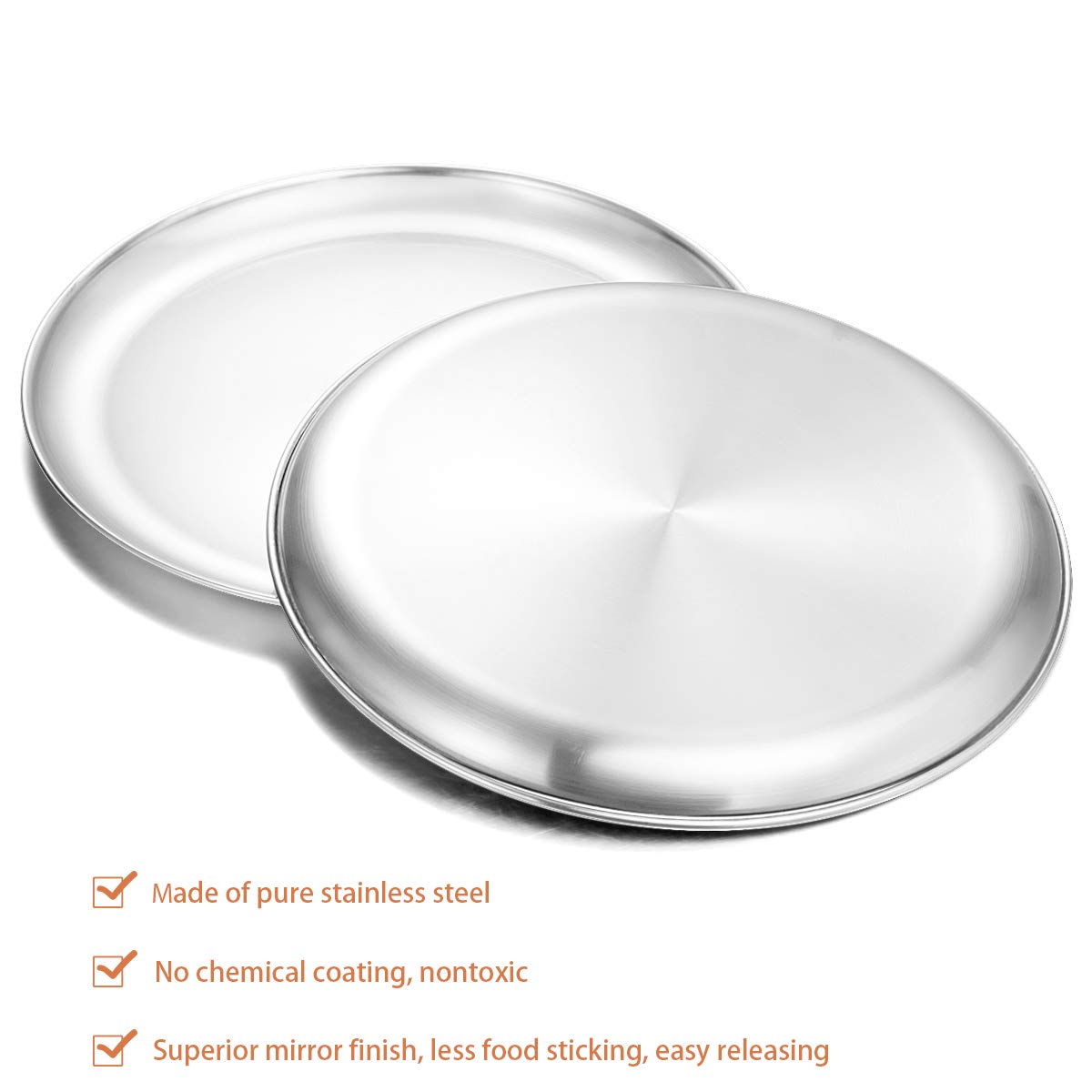 Deedro Stainless Steel Pizza Pan 13 Inch Round Pizza Tray Pizza Baking Sheet, Healthy Pizza Baking Pan Pizza Serving Tray Crispe