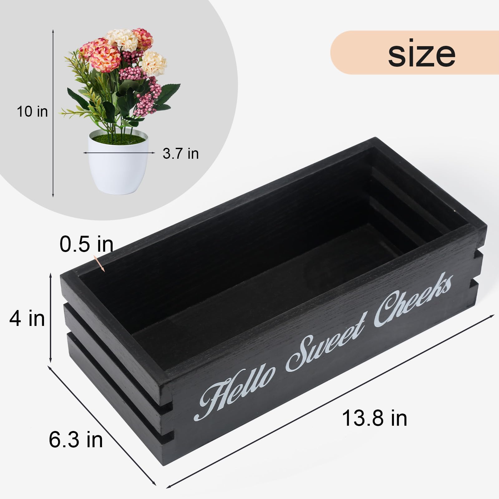 Voowo Hello Sweet Cheeks Bathroom Decor Box, Nice Butt Bathroom Decor Box, Funny Toilet Paper Holder Wooden Toilet Paper Box For