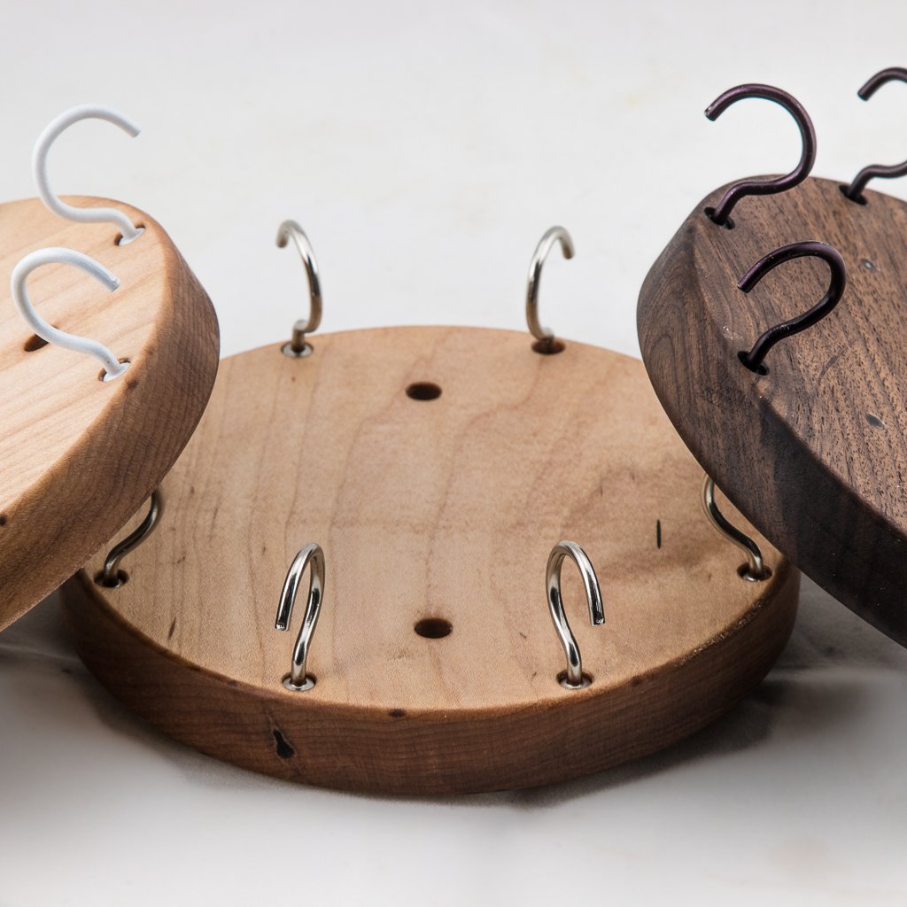 Ez Reach - Under Cabinet Utensil Holder (Maple - White Hooks)