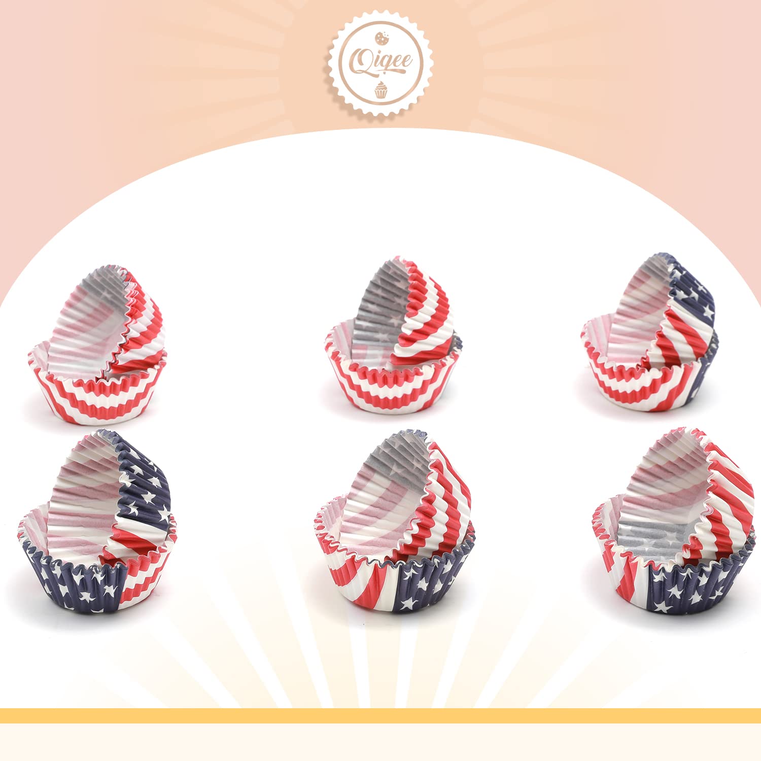 Cupcake Liners Muffin Cupcake Cups 300-Count Food Grade Usa Design Cupcake Papers Baking Cups Cupcake Wrappers Qiqee