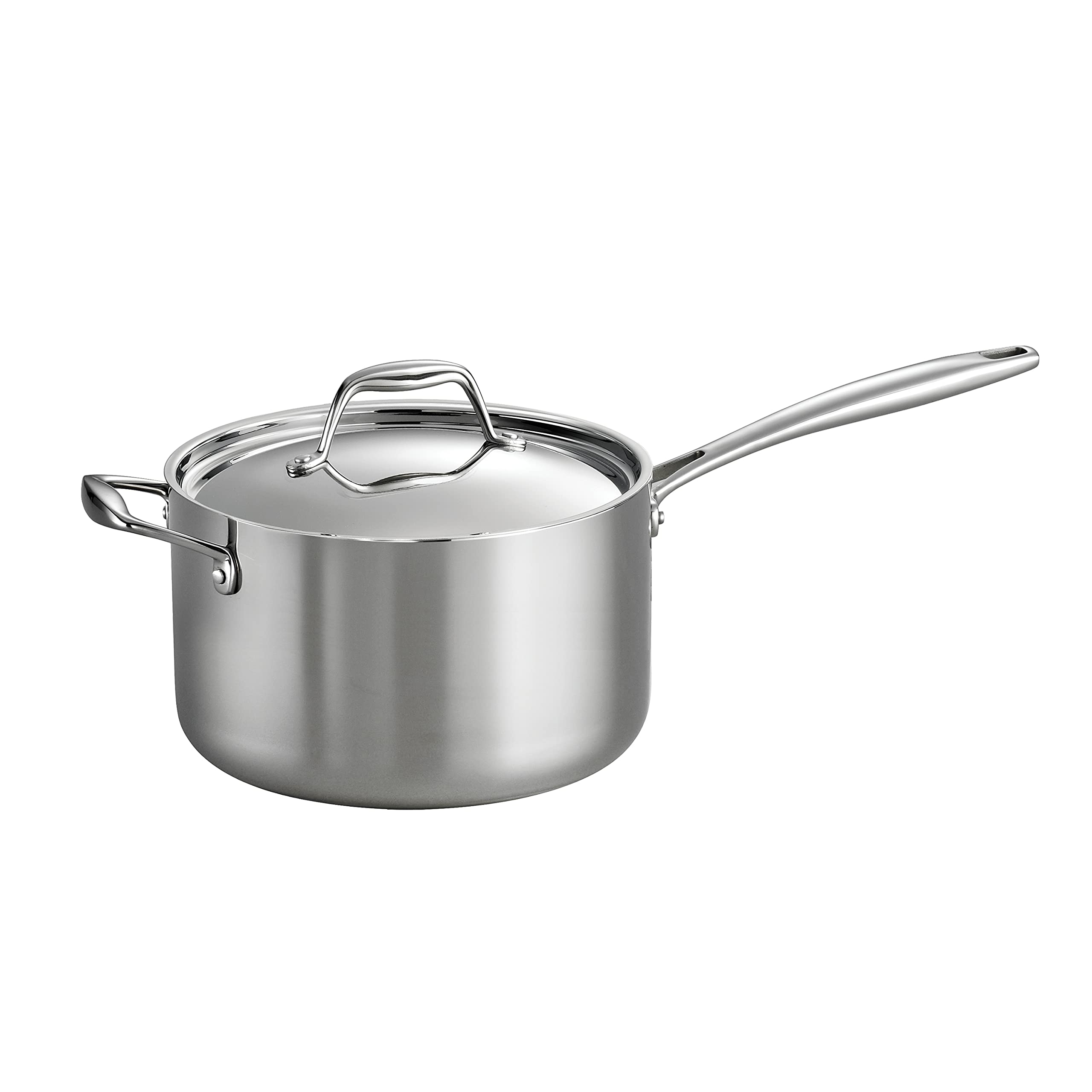 Tramontina TriPly Clad Stainless Steel 4Quart Sauce Pan with Lid, InductionReady, DishwasherSafe, NSFCertified, Made in Bra