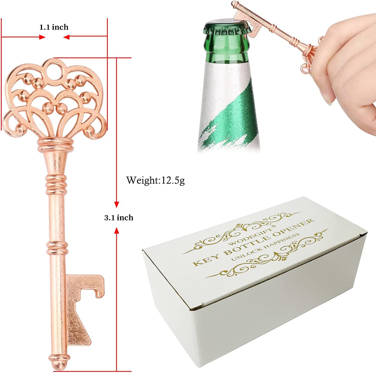 Wodegift 60 Pcs Bridal Shower Favors,Wedding Favors Key Bottle Opener With Thank You Card Tag And Key Chains,Wedding Souvenirs F
