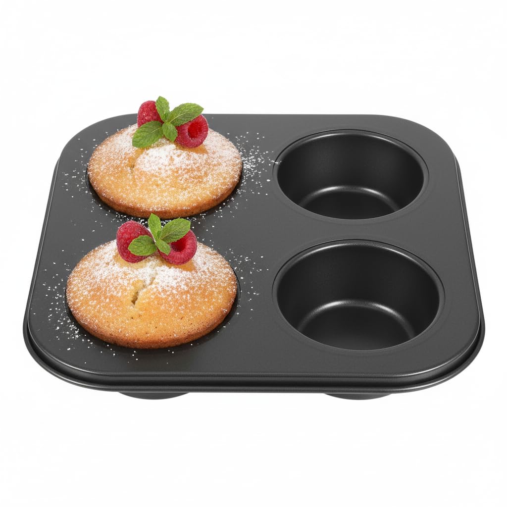 JOINPAYA Muffin Cup Baking Tray 4Cup NonStick Cupcake Molds for Oven Baking 7.08 X 7.08 X 1.18 in Bakeware for Home Kitchen an