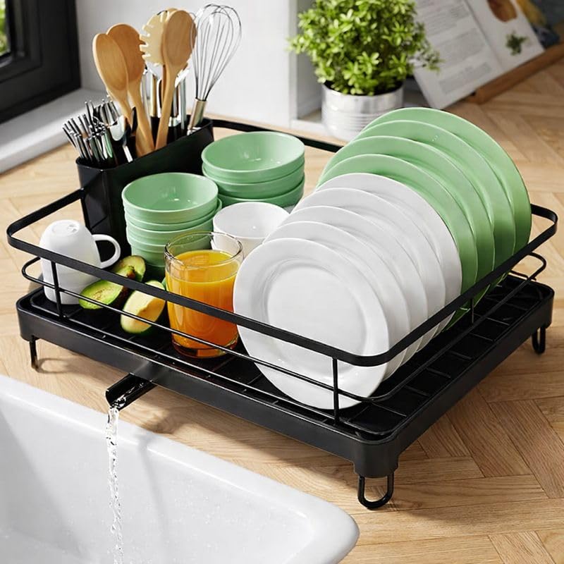 Kitchivo Utensils Drying Rack/Dish Drying Rack With Drainer Tray/Bartan Stand Steel/Kitchen Drying Racks/Utensils Stand & Dish D