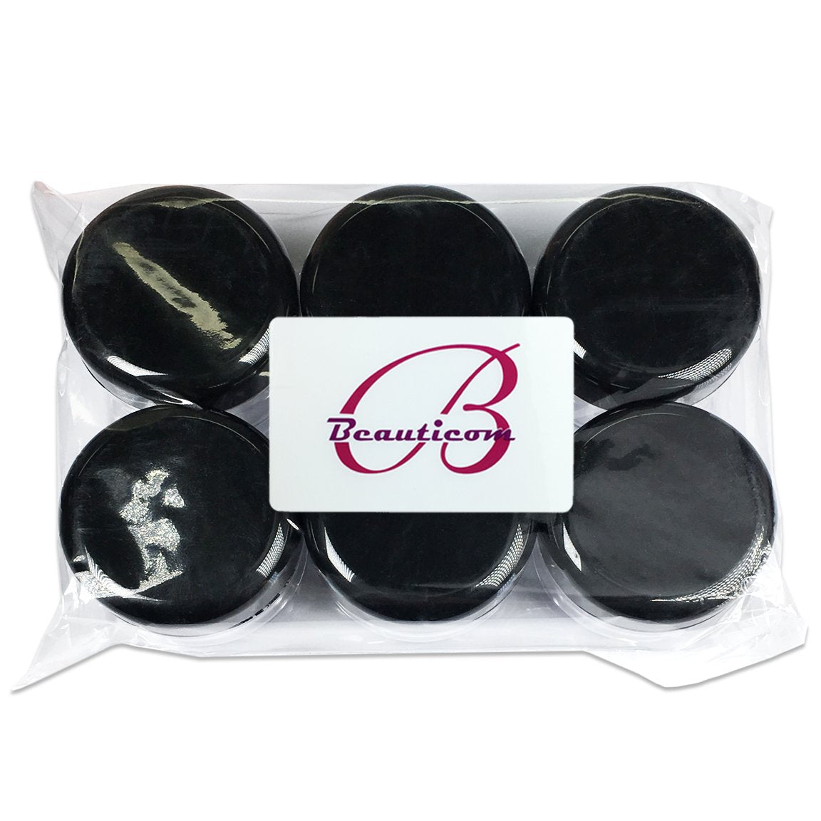 Beauticom 12 Pieces 30 Gram 30 Ml Empty Clear Round Small Jars With Black Screw Cap Lid For Storing Loose Powders And Pigments,