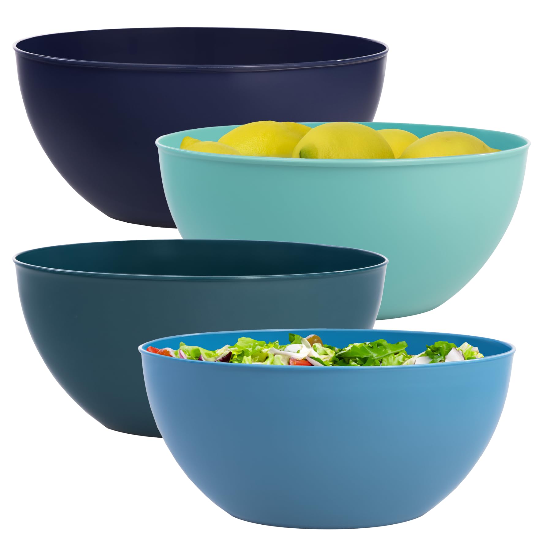 Us Acrylic Vista Durable Plastic Salad And Serving 10-Inch Bowls | Set Of 4 In Coastal Colors | Reusable, Bpa-Free, Made In The