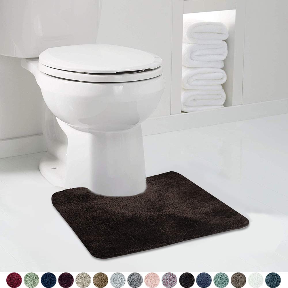 Walensee Shaggy 2 Piece Bath Rug Sets (Brown) 20 X 24 U Shape Contour Rug & 20 X 32 Bathroom Rug Machine Wash/Dry Bath Mats For