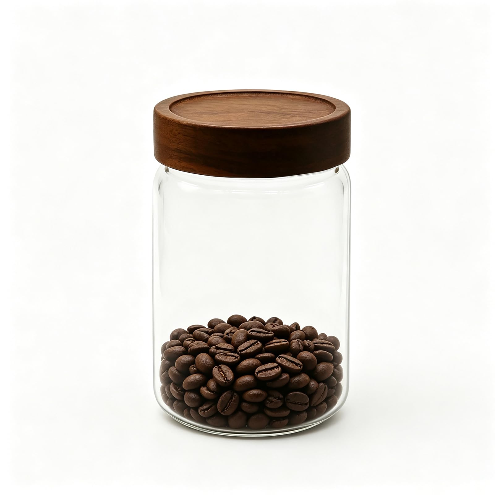Coriario 32 oz Glass Jar with Wood Lid Clear Glass Food Storage Canisters