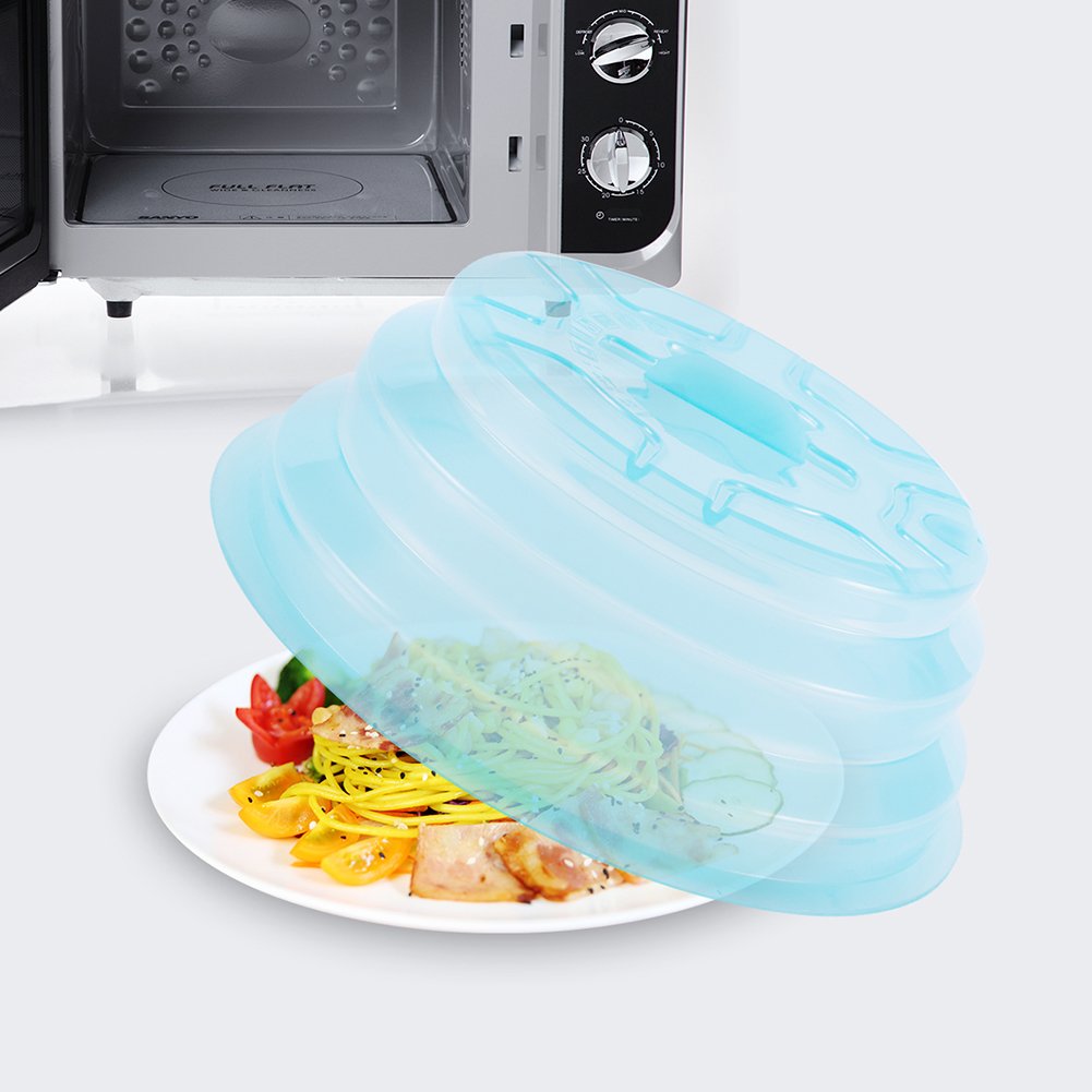 Kichwit Collapsible Silicone Microwave Plate Cover Splatter Guard, Dishwasher Safe & Bpa Free, 11   , Blue