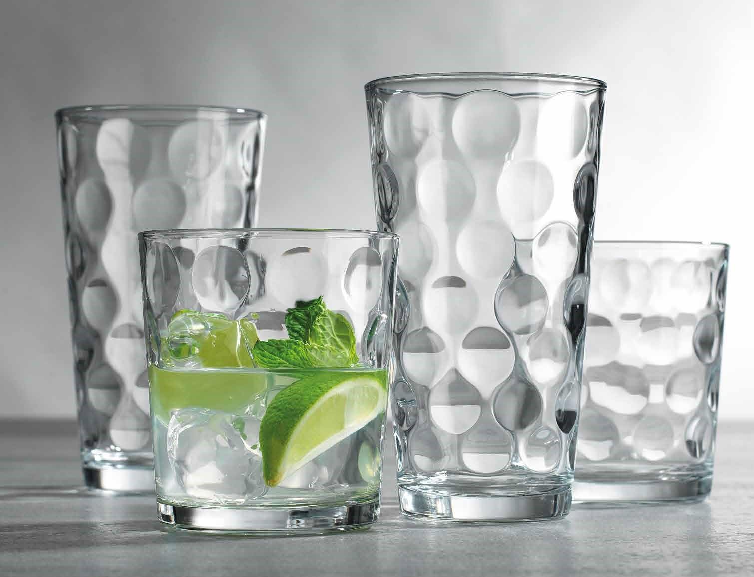 Drinking Glasses Set Of 16 - By Home Essentials & Beyond - 8 Highball Glasses(17 Oz.), 8 Rocks Glass Cups (13 Oz.), Inner Circul