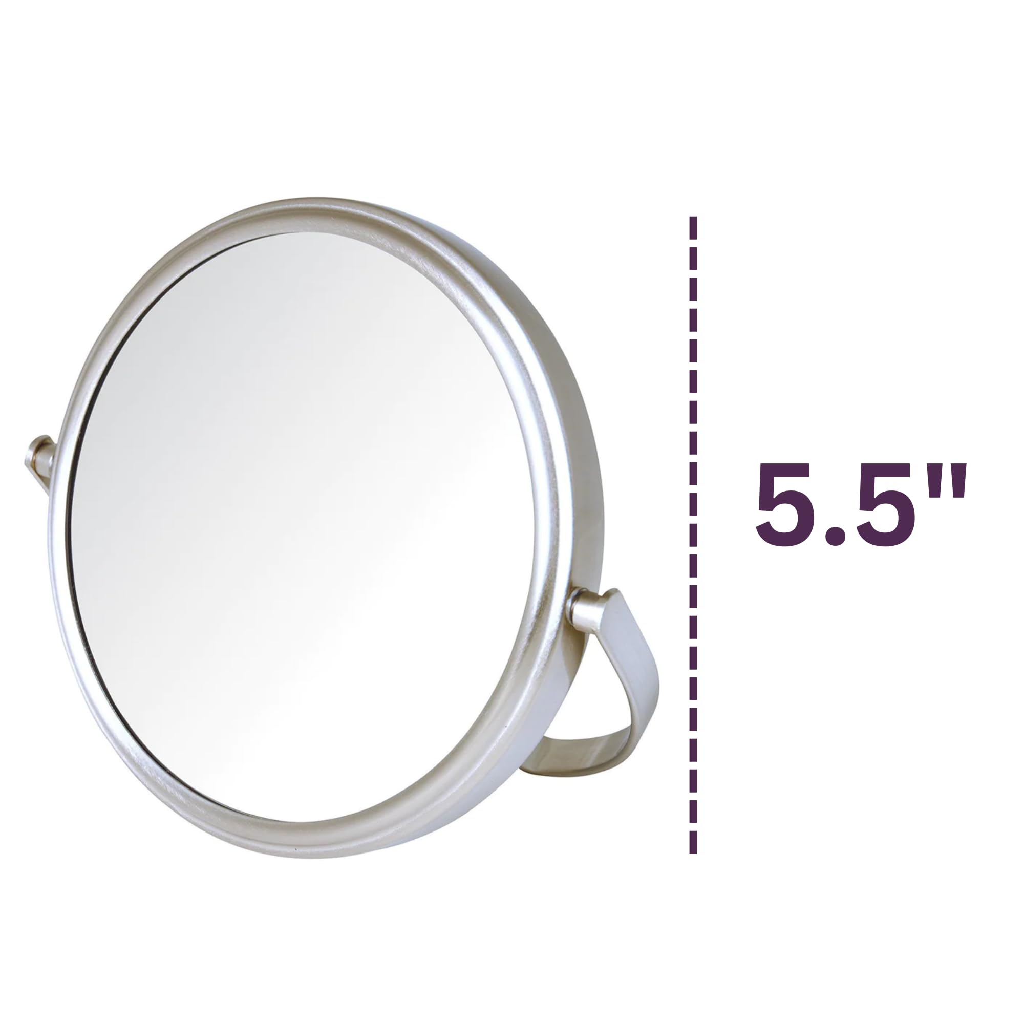 Model'S Choice Two-Sided Tabletop Makeup Mirror - Makeup Mirror With 5X Magnification & Swivel Design - Portable 5.5-Inch Diamet