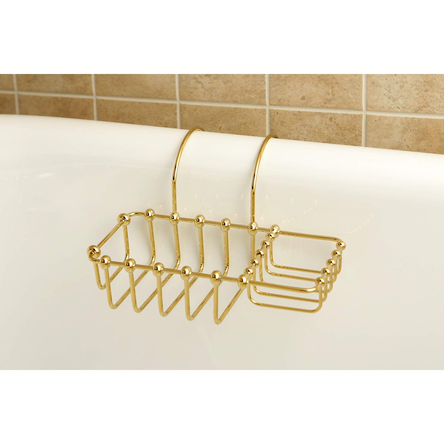 Kingston Brass Cc2162 Vintage Clawfoot Tub Rim Soap And Sponge Holder, 9-1/4 Inch Length, Polished Brass