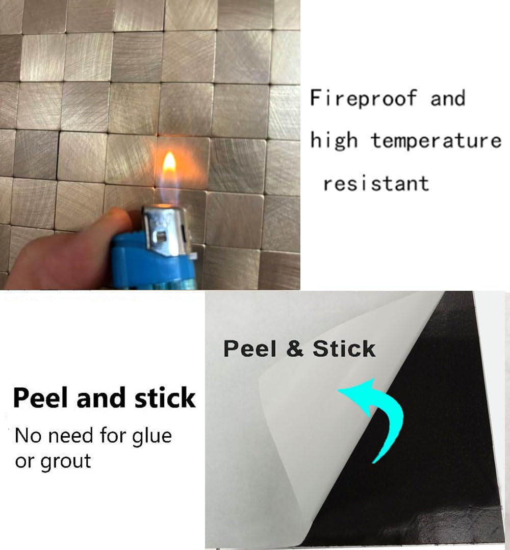 WEIMEISC 10 Sheets Peel and Stick Backsplash Tile for Kitchen, Self-Adhesive Mosaic Tile, Decorating for Bathroom Vanities,Firep