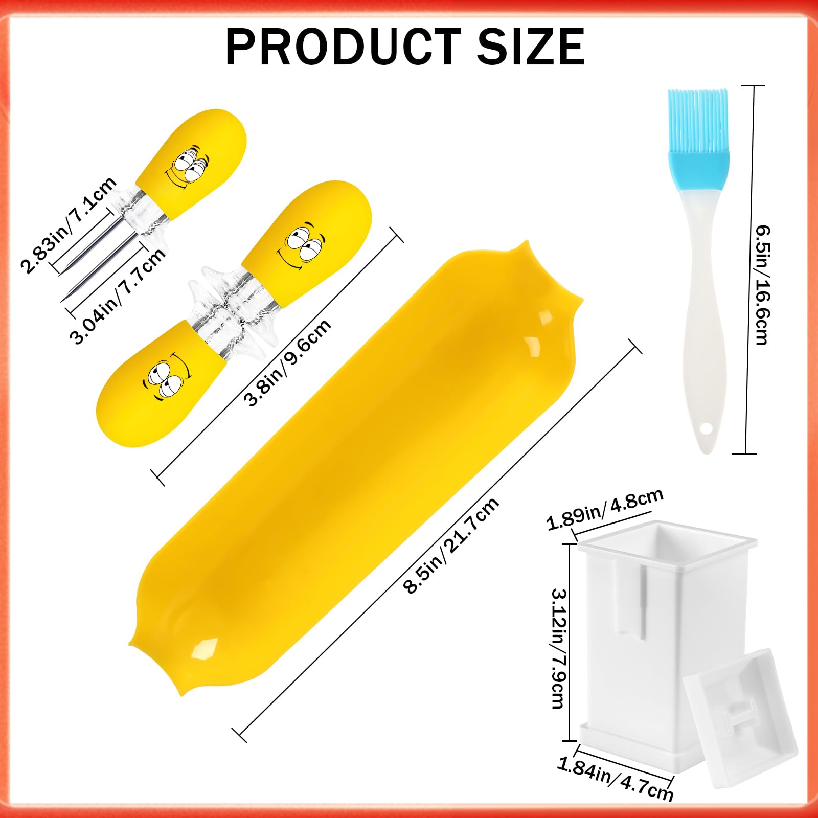 Augsun Corn On The Cob Holders Kit, Corn Dishes And Corn Holders Set, Includes 10 Fun Face Corn Holders 5 Corn Trays And Butter