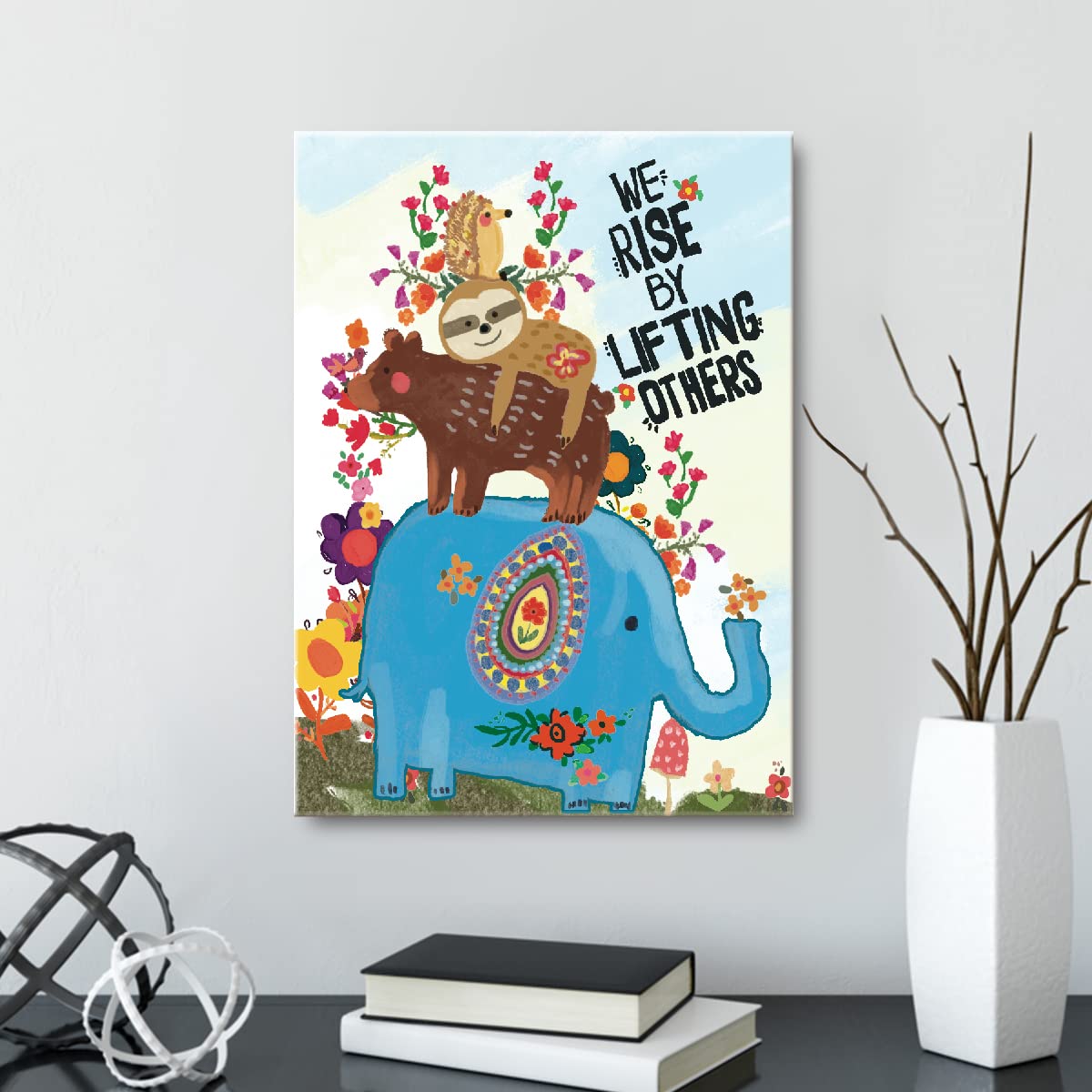 Otingqd We Rise By Lifting Others Inspirational Quotes Canvas Wall Art,Inspirational Gifts For Girls Women Friends Sister,Animal